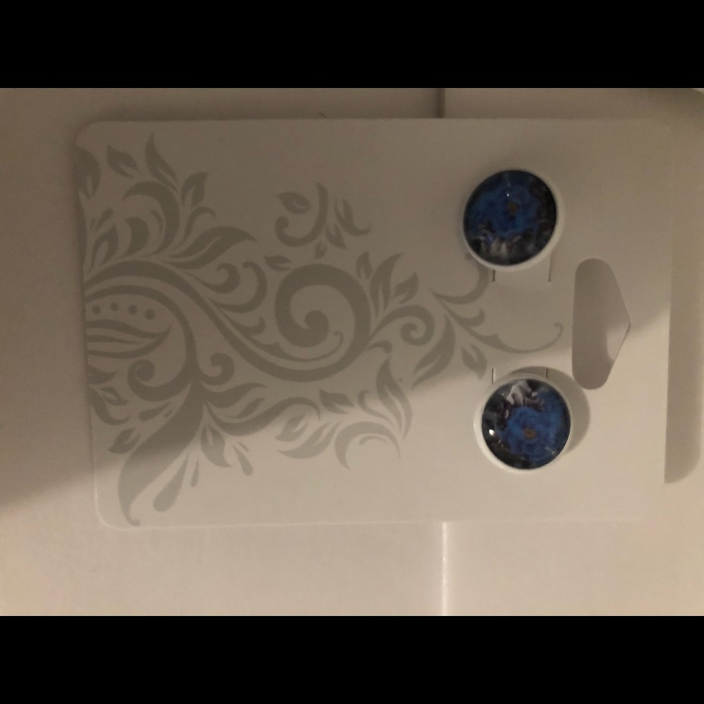 Blue flower studs